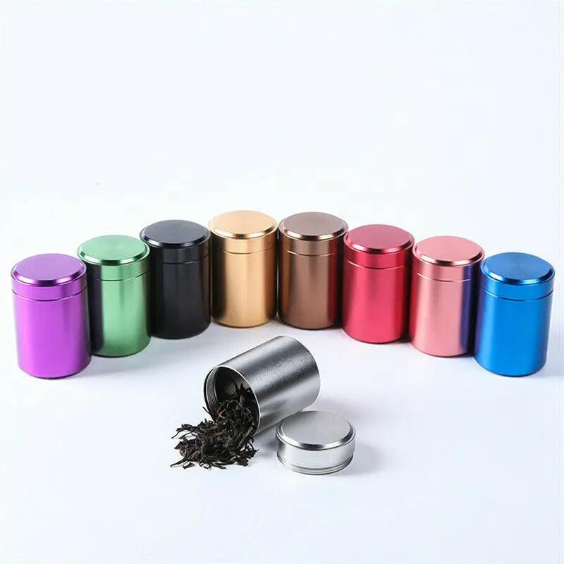 Airtight Smell Proof Container Aluminum Herb Solid Color Stash Jar Tea Coffee Storage Box Tea Box