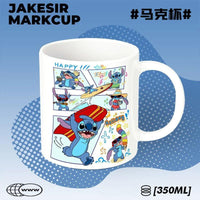 Disney 2pcs Cute Stitch Cartoon Ceramic Mug Breakfast Spoon Creative Pattern Stitch Coffee Tea Mug Office Mug Gift