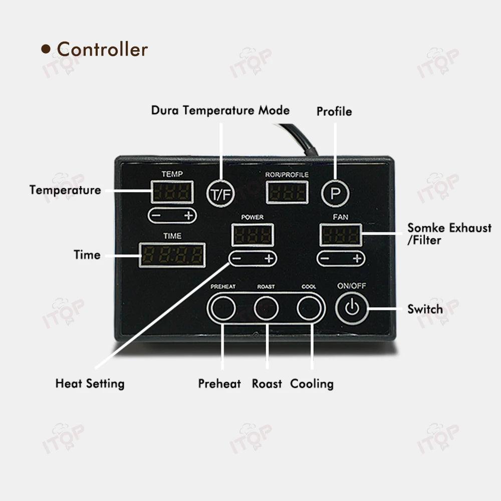 ITOP CBR Electric Coffee Bean Roaster Commercial Roaster Automatic Roasting Machine with 3 Baking Curve Grain Dryer 110V 220V