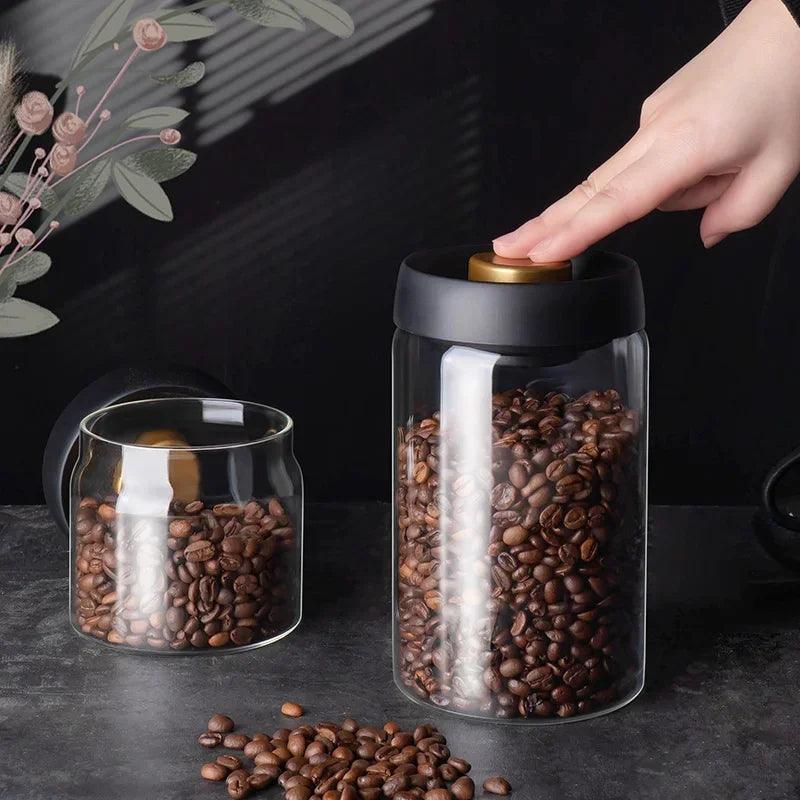 1Pcs Coffee Beans storage Vacuum Sealed Tank Glass Food Fresh Storage Jars Moisture-proof Air Extraction Vacuum seal container