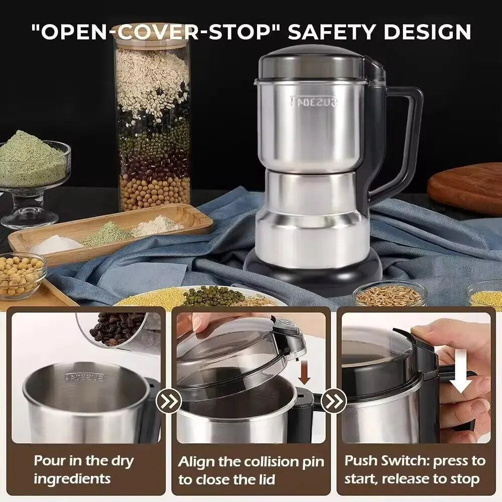 2024 NEW Electric Coffee Grinder Stainless Steel High-power Cereal Nuts Beans Spices Grains Grinding  cafe Blenders for kitchen