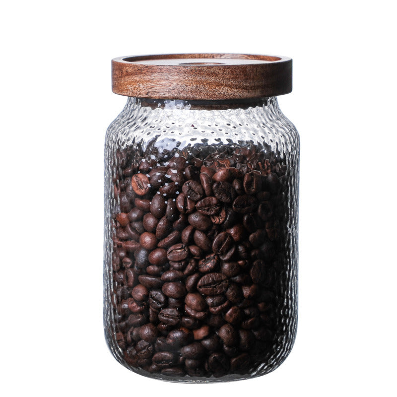 Acacia Food Coffee Bean Tea Glass Storage Jar